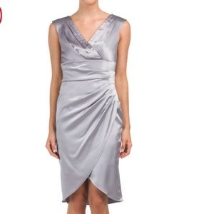 Kay Unger Satin Midi Tulip Skirt Sheath Dress